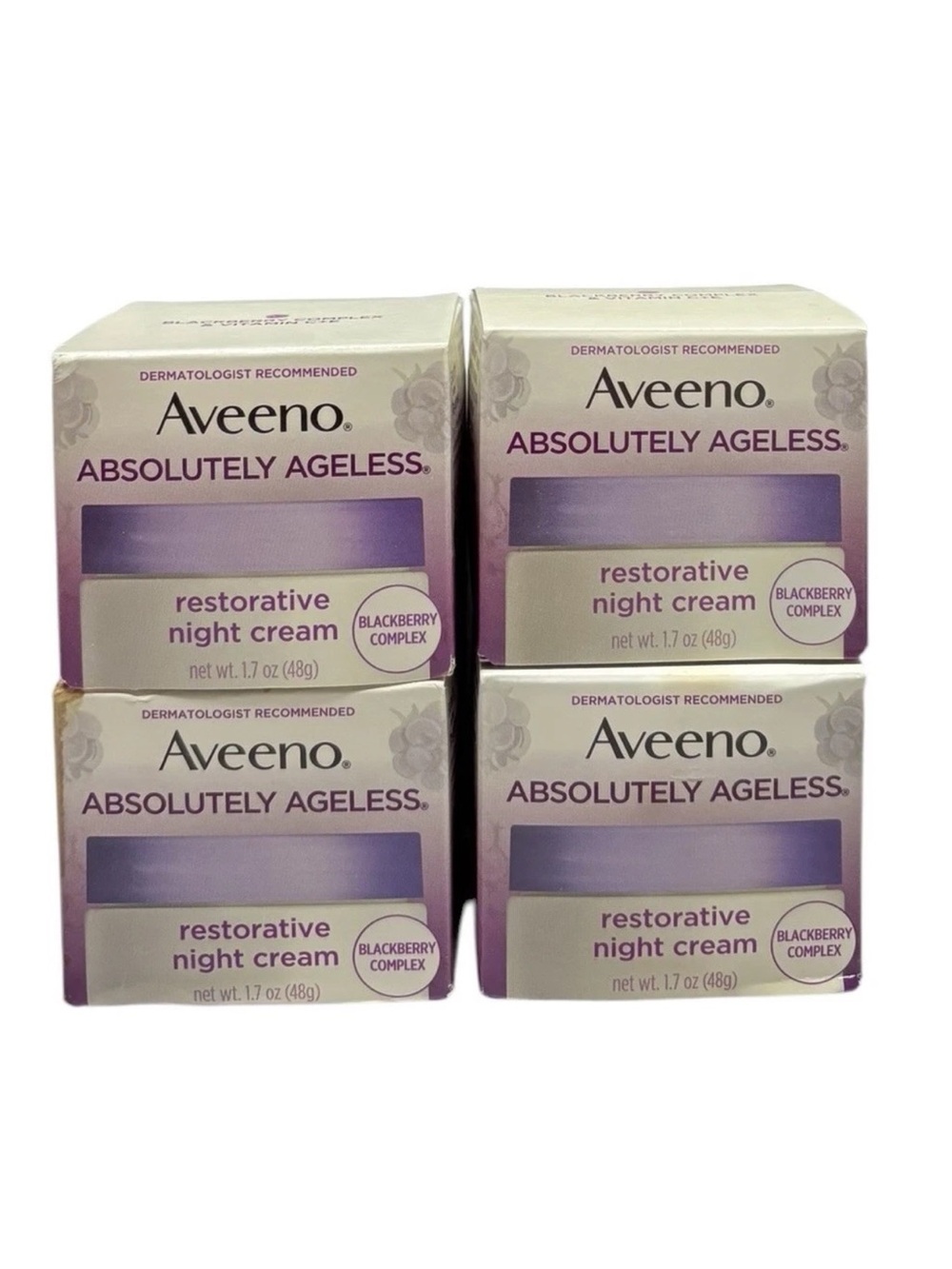 (4) Aveeno Absolutely Ageless Anti Aging Restorative Night Cream 1.7oz